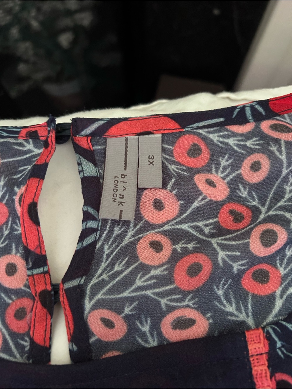 Blink London Navy Blouse with Coral Floral Print